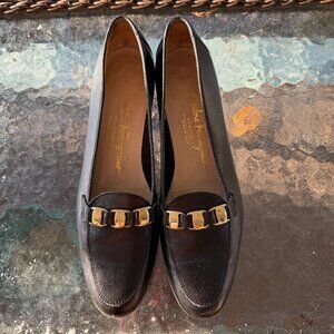 Salvatore Feragamo Boutique Black Leather Shoes Size 7 4A